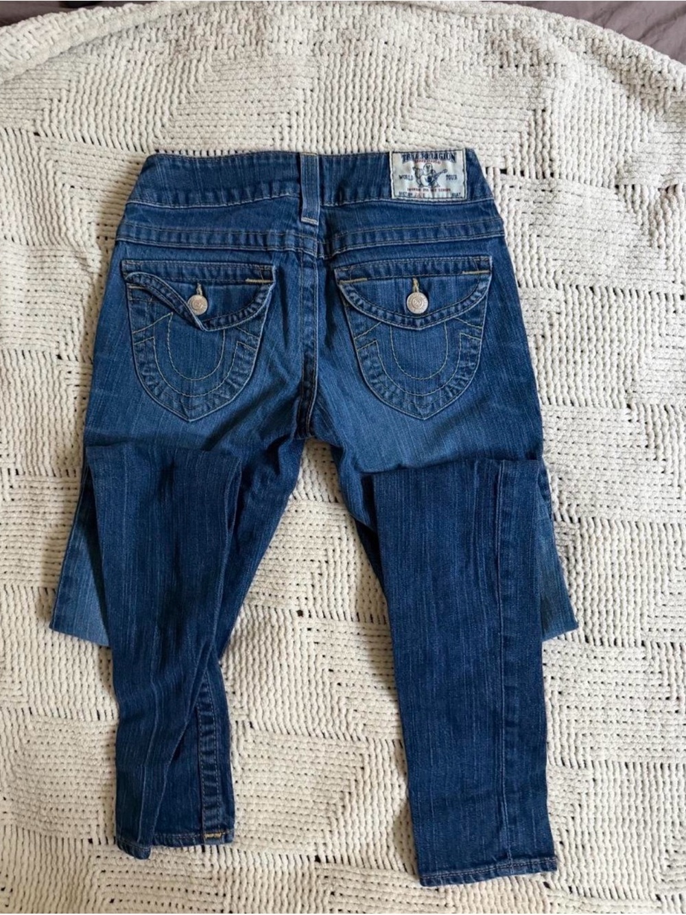 True Religion Women's Indigo Boot Cut Jeans with Signature Back Pockets